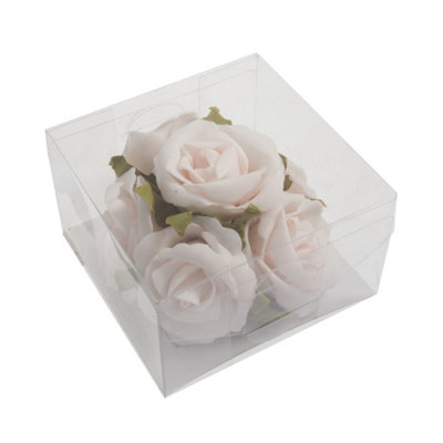 ROSE BOX - Flower: Rose Head: Polyfoam: Pack of 6: Pink - Occasions -- Bulk