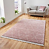 Rose Chequered Shaggy Kilim Moroccan Modern Rug for Living Room Bedroom and Dining Room-60 X 230cm (Runner)