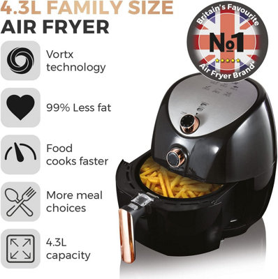 Rose Gold 1500W 4.3 Litre Manual Air Fryer - 3