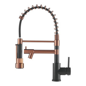 Rose Gold+Black Swivel Pulldown Kitchen Faucet with Pot Filler 304 Stainless Steel Brass