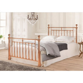 Rose Gold Finish Classic Metal Bed Frame - King Size 5ft