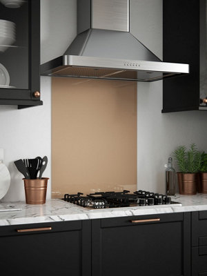 Rose Gold Glass Kitchen Self Adhesive Splashback 600mm x 750mm