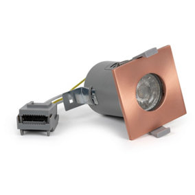 Rose Gold GU10 Square Fire Rated Downlight - IP65 - SE Home