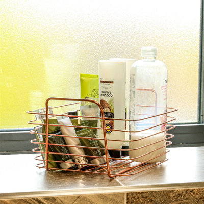 Rose Gold Metal Storage Basket Small - M&W