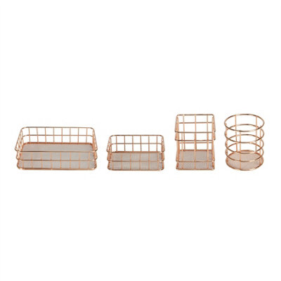 Rose Gold Organisation Baskets - Set of 4