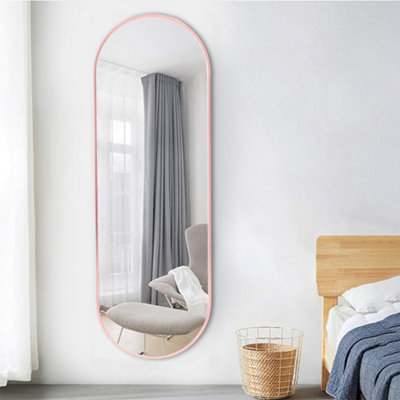 Rose Gold Oval Wall Framed Mirror Full Length Mirror Dressing Mirror 40 x 150 cm