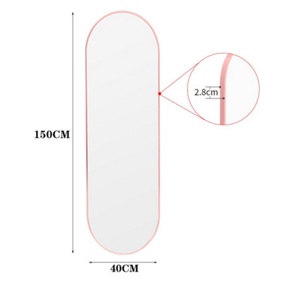 Rose Gold Oval Wall Framed Mirror Full Length Mirror Dressing Mirror 40 x 150 cm