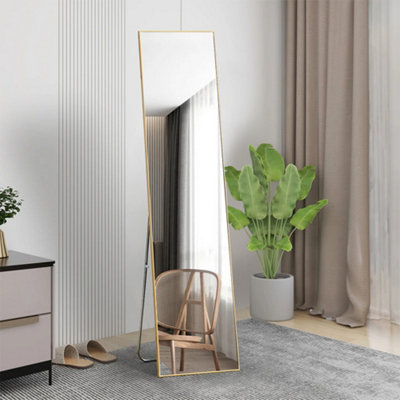 Rose Gold Rectangular Full Length Framed Mirror Freestanding or Wall Floor Mirror Dressing Mirror 150 cm x 40 cm