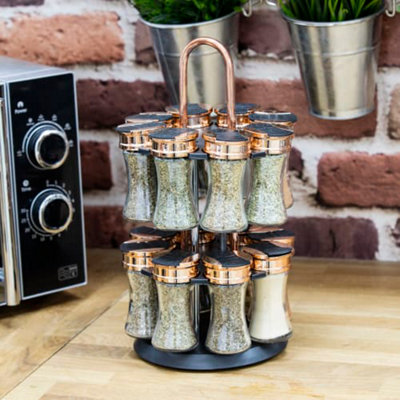Rose Gold Rotating Spice Rack 16 Jars