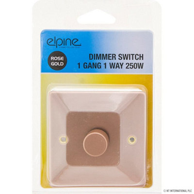 Rose Gold Single Light Dimmer Control Switch 1 Gang 1 Way Fixing Screw Home On/Off Function