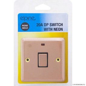 Rose Gold Single Light Switch 1 Gang 2 Way On/Off With Fixing Screw Neon