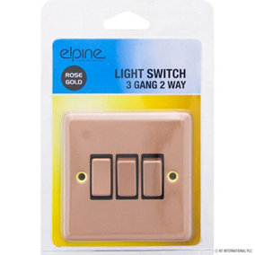 Rose Gold Single Light Switch 3 Gang 2 Way On/off With Fixing Screw Home