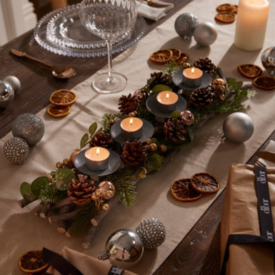 Rose Gold Sparkle Christmas Table Decoration Candle Holder Centrepiece ...
