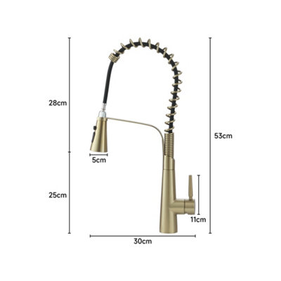 Rose Gold Stainless Steel Side Lever Kitchen Spring Neck Pull Out Kitchen Tap Mixer Tap