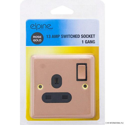 Rose Gold Switched Socket 1 Gang With Fixing Screws Electric Home Office