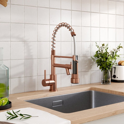 Rose Gold Swivel Pulldown Kitchen Faucet with Pot Filler 304 Stainless