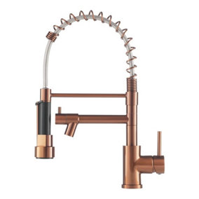 Rose Gold Swivel Pulldown Kitchen Faucet with Pot Filler 304 Stainless Steel Brass