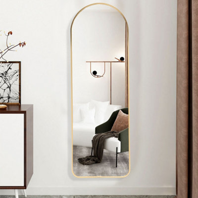 Rose Gold Wall Mounted Framed Mirror Arch Full Length Mirror W 40 cm x H 120 cm