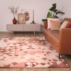 Rose Multi Geometric Handmade Modern Optical/ (3D) Rug For Living Room and Bedroom-120cm X 170cm