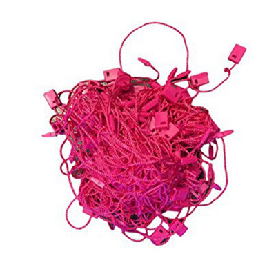 Rose Pink 7 Inch Nylon String Hang Tag with Snap Lock Pin, 100pcs
