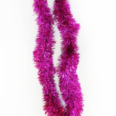 Rose Pink Metallic Shiny Christmas Tinsel Garland for Xmas Tree & Home ...