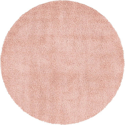 Rose Pink Thick Shaggy Circle Rug - California - 120cm