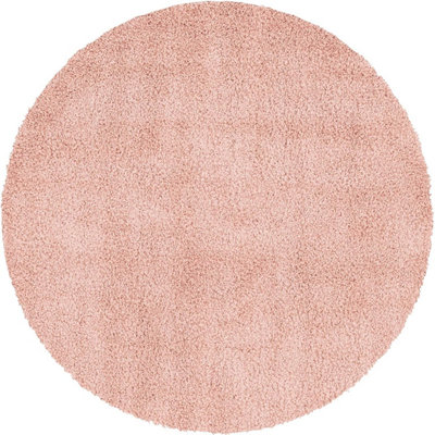 Rose Pink Thick Shaggy Circle Rug - California - 120cm