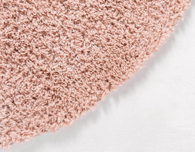 Rose Pink Thick Shaggy Circle Rug - California - 120cm