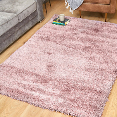 Rose Pink Thick Shaggy Rug - California - 200x290cm (6'8"x9'7")