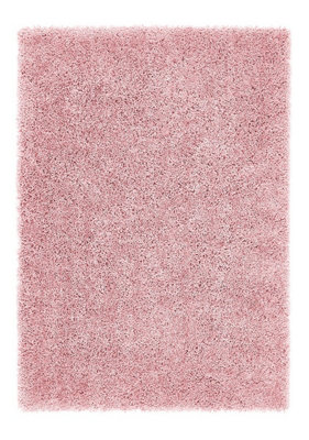 Rose Polyester Rug, Shaggy Rug with 50mm Thick, Handmade Luxurious Modern Rug for Bedroom, & Dining Room-133cm (Circle)