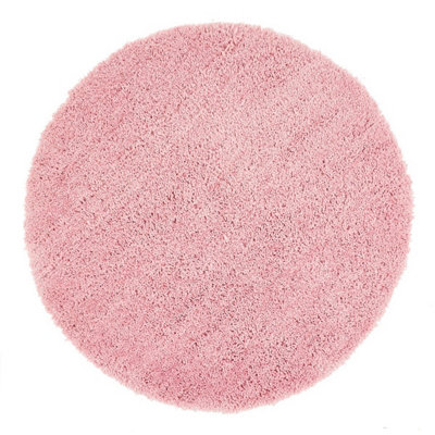Rose Polyester Rug, Shaggy Rug with 50mm Thick, Handmade Luxurious Modern Rug for Bedroom, & Dining Room-133cm (Circle)