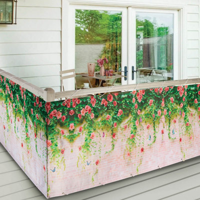 Rose Roll-Out Privacy Screen - Weatherproof PVC with Eyelets for Easy ...