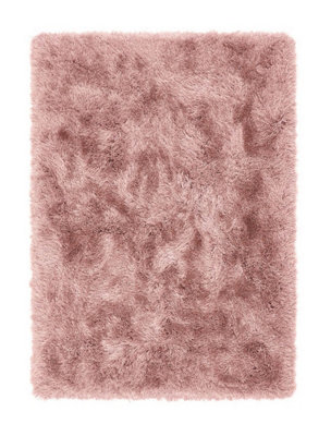 Rose Shaggy Luxurious Modern Plain Easy to Clean Rug For Bedroom Dining Room And Living Room -43cm X 43cm