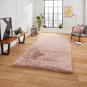 Rose Shaggy Polyester Plain Modern Easy to Clean Rug for Living Room and Bedroom-120cm X 170cm