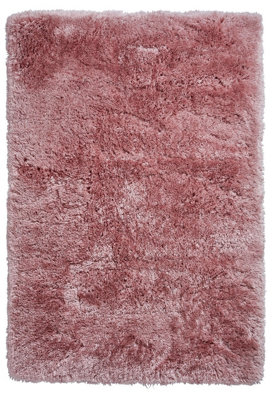 Rose Thick Shaggy Rug, Handmade Modern Rug, Plain Rose Shaggy Rug for Bedroom, Living Room, & Dining Room-80cm X 150cm