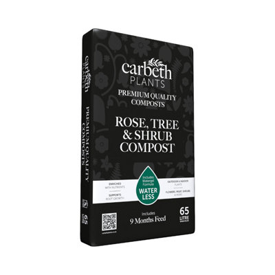 Rose, Tree & Shrub Compost with 9 Month Feed - 65L - Water Less Formula ...