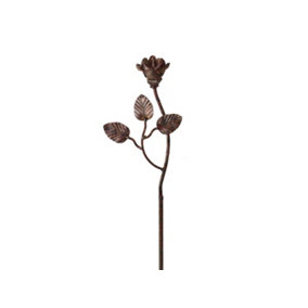 Rose with Leaf - Metal Flower Garden Stakes - Pack of 3 - 90cm