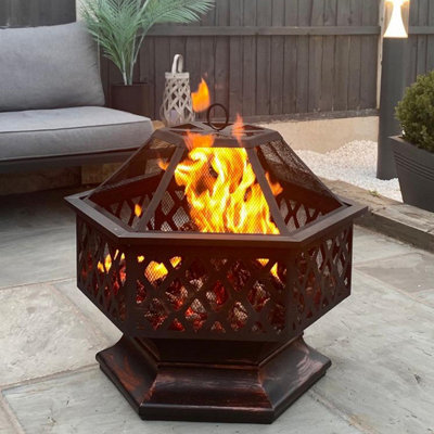ROSEMARY - CGC Hexagonal Large Luxury Fire Pit and BBQ | DIY at B&Q