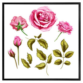 Roses & leaves (Picutre Frame) / 24x24" / Brown