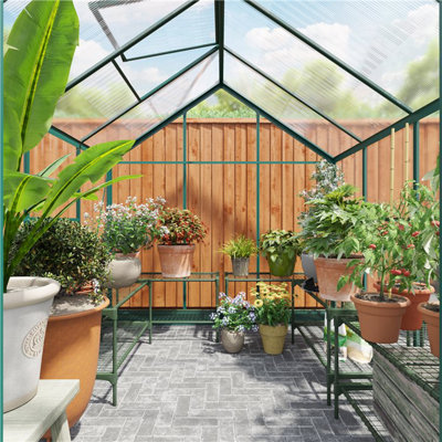 Rosette Hobby Aluminium Polycarbonate Greenhouse - 6x8 - 3