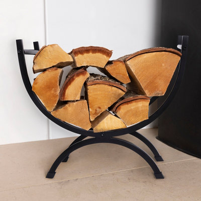 Rosewood Small Log Holder Iron Copper Antique Black Minimalist