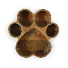 Rosewood Wooden Paw Print Pet Bowl