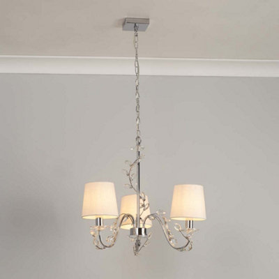 Rosie 3 Light Chrome & Clear Glass Trim Shaded Chandelier