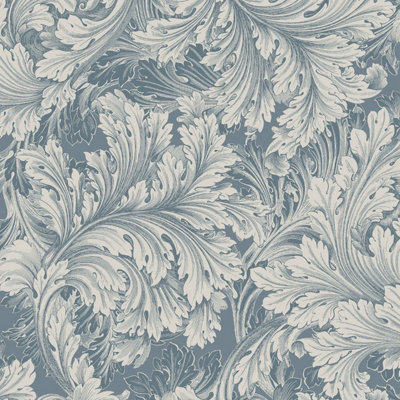 Rossetti Leaves Wallpaper Blue World of Wallpaper 203908 | DIY at B&Q