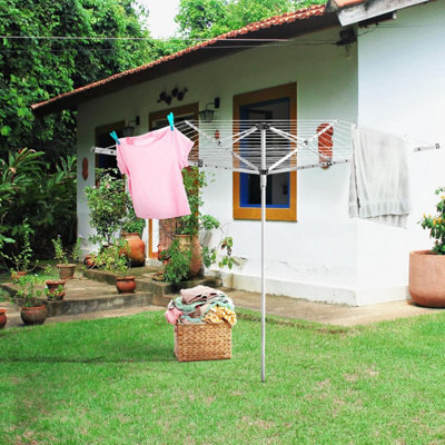 Rotary Airer 4 Arm 50M Aluminium Lightweight Clothes Dryer with Ground ...