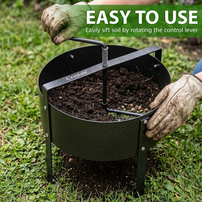 Rotary Garden Compost Sifter 18L Heavy Duty Soil Sieve Riddle
