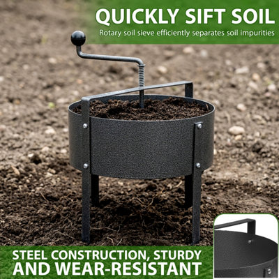 Rotary Garden Compost Sifter 18L Heavy Duty Soil Sieve Riddle