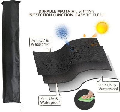 Rotary Washing Line Cover Waterproof Fabric Heavy Duty Clothes Protective Weather Resistant Parasol for Garden Dryer & Airer Black - 4