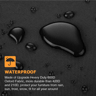 Rotary Washing Line Cover Waterproof Fabric Heavy Duty Clothes Protective Weather Resistant Parasol for Garden Dryer & Airer Black - 6