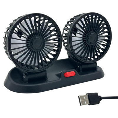Rotatable USB Car Air Fan Dual Head Dashboard Cooling Fan For Van Truck Cam